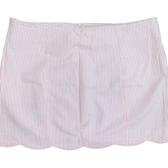 Lilly Pulitzer Pink Seersucker Scalloped Hem Mini Skirt size 2 - Picture 2 of 3